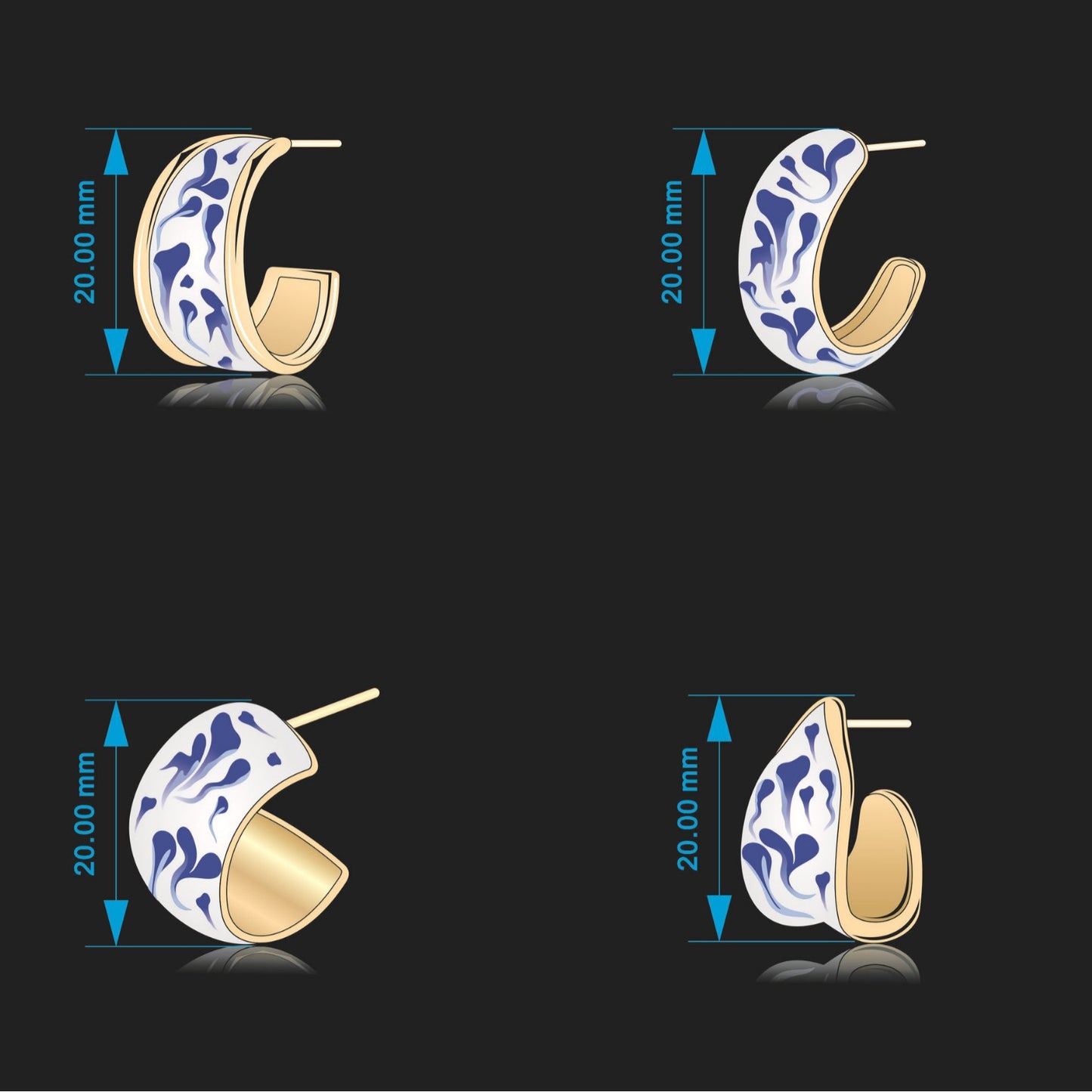 金色琺瑯圓圈復古耳環－細節特寫2｜https://igowo.tw/