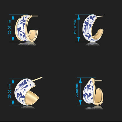 金色琺瑯圓圈復古耳環－細節特寫2｜https://igowo.tw/