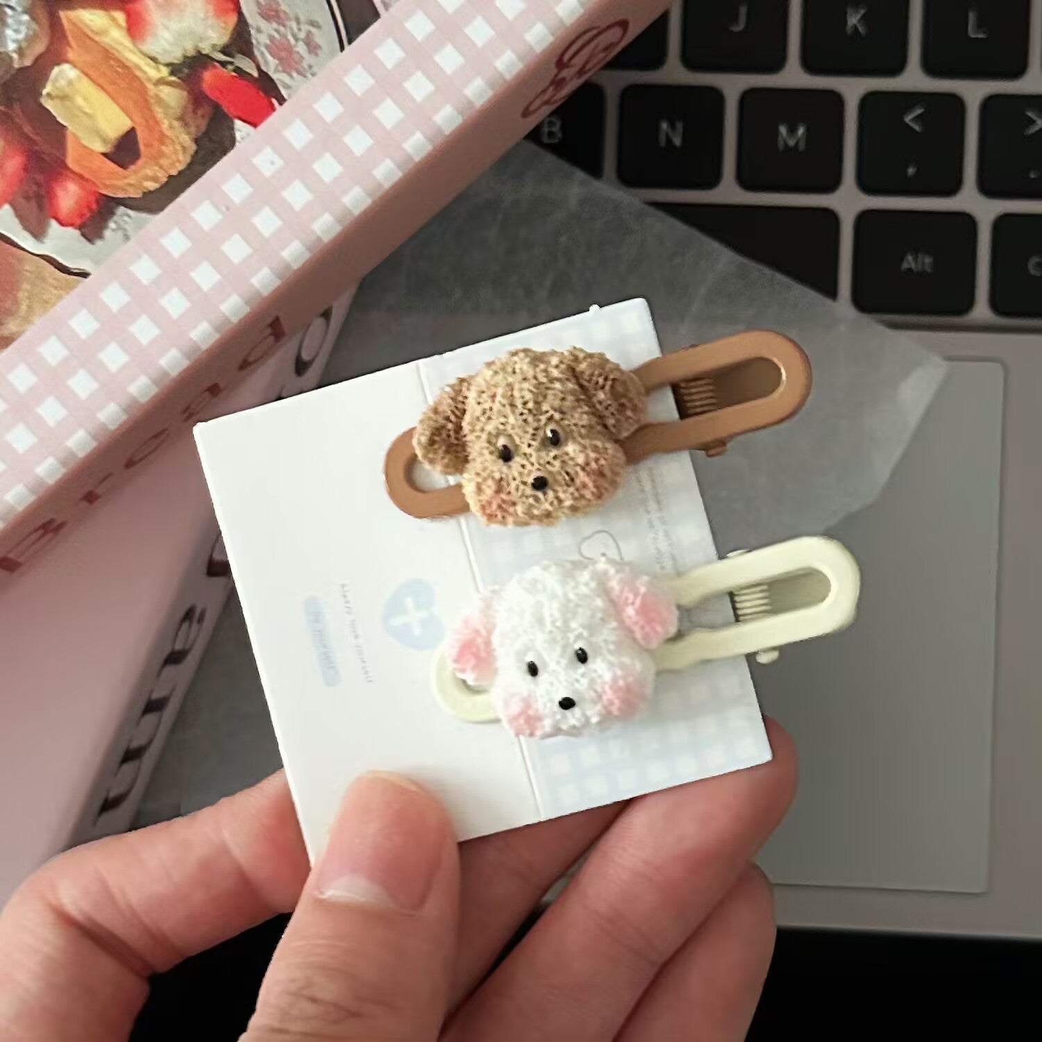 棕色小狗卡通髮夾－商品主圖｜https://igowo.tw/