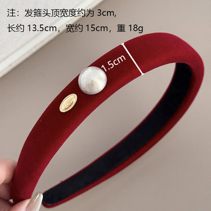 紅色絨面髮箍－細節特寫6｜https://igowo.tw/