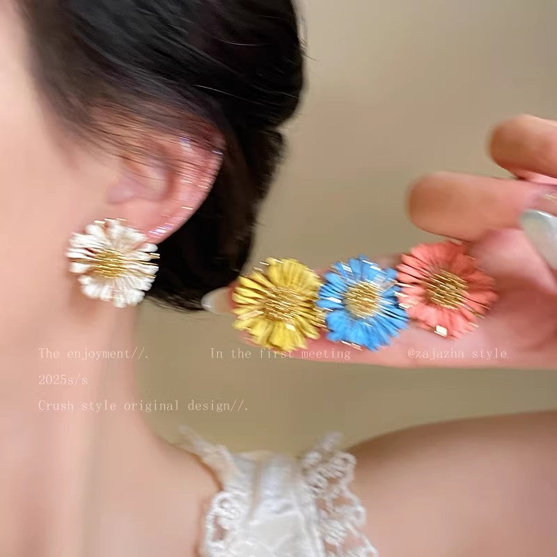 黃色太陽花耳環－商品主圖｜https://igowo.tw/