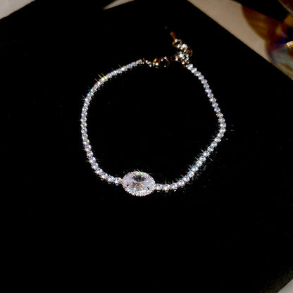 鋯石橢圓形手鏈輕奢高級感手環女精致時尚高貴氣質手飾設計感小眾