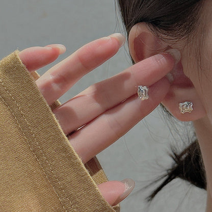 S925純銀韓版小眾設計感復古蝴蝶結耳環韓式風時髦耳飾品