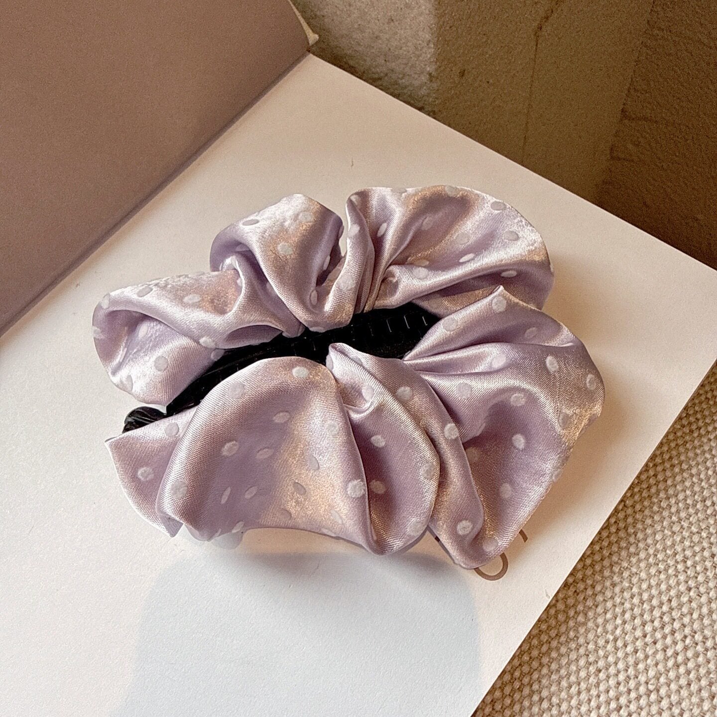 雲朵波點髮夾－藍色款細節｜https://igowo.tw/