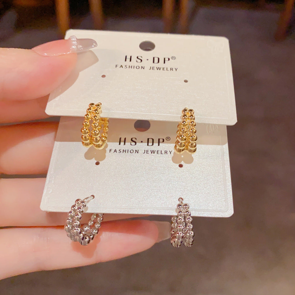 金屬圓珠簡約耳扣－商品主圖｜https://igowo.tw/