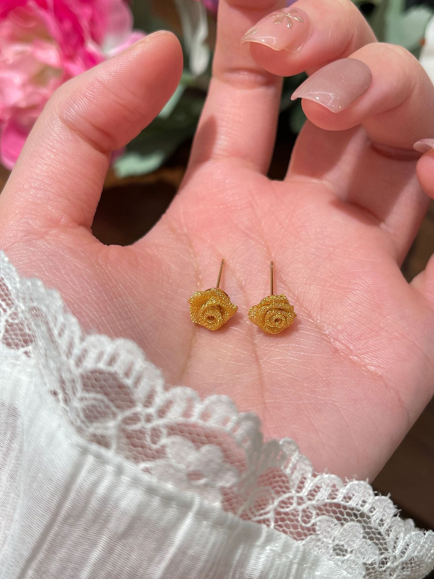 山茶花簡約耳釘
