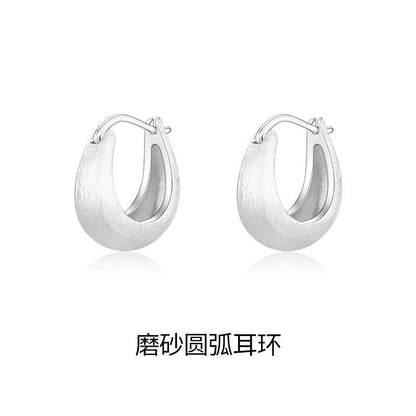 素圈拉絲耳環