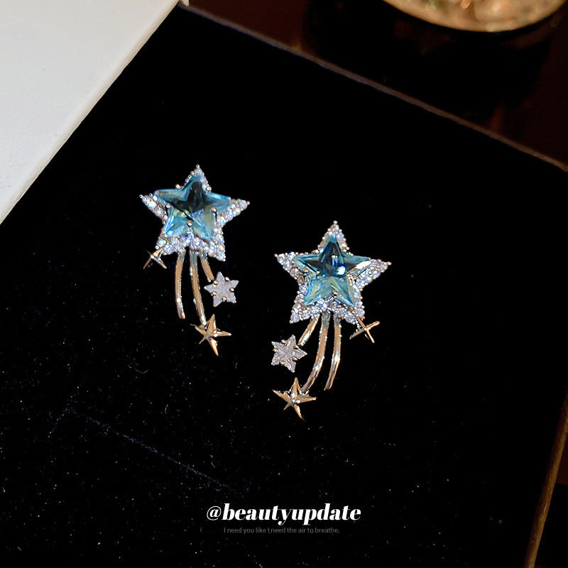 鋯石銀針星星耳環－商品主圖｜https://igowo.tw/