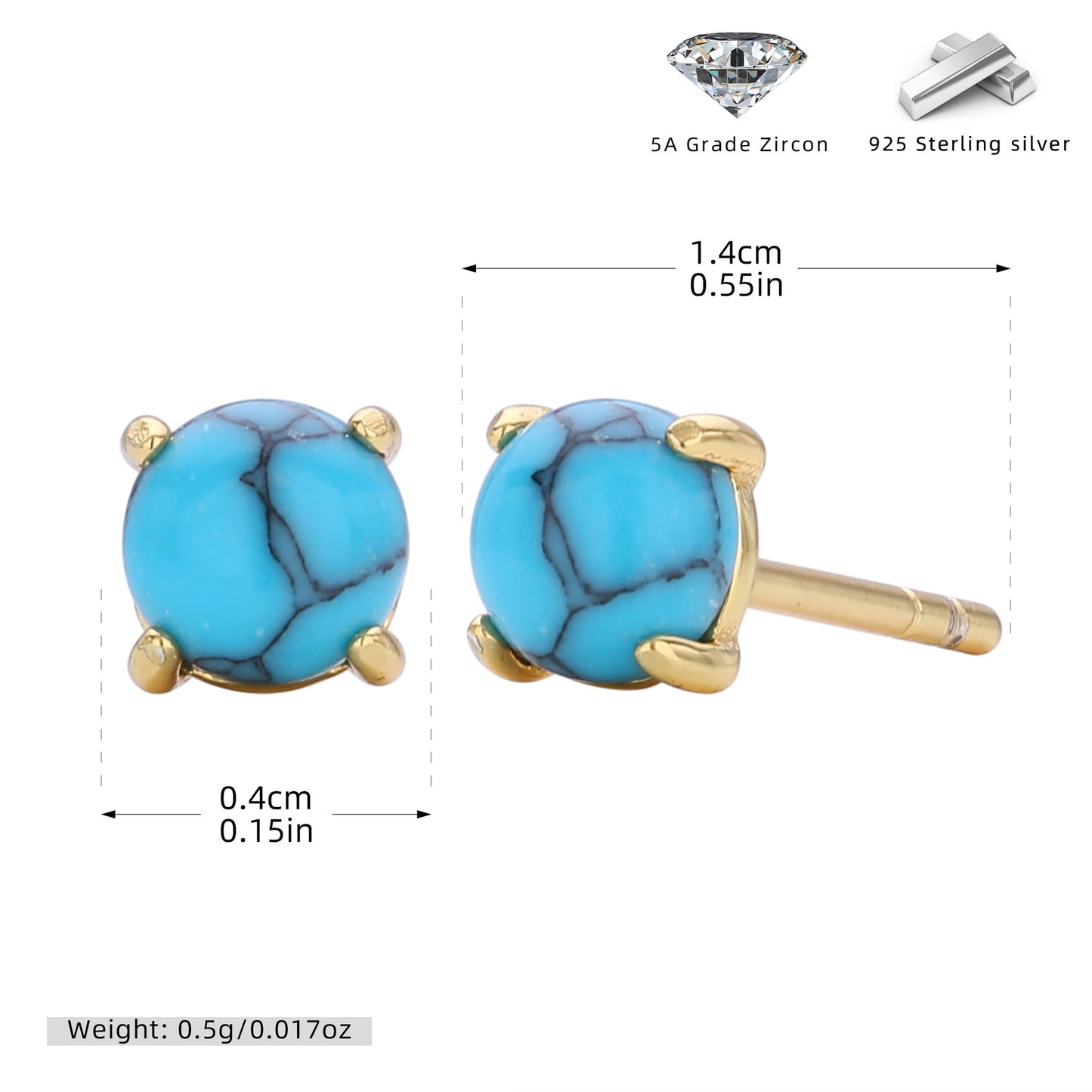 S925 耳釘簡約四爪鑲石耳飾個性小眾百搭冷淡風飾品
