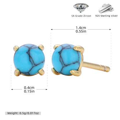 S925 耳釘簡約四爪鑲石耳飾個性小眾百搭冷淡風飾品