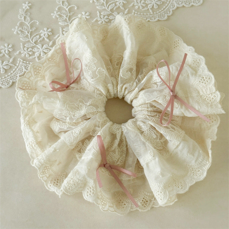 蕾絲蝴蝶結刺繡髮圈