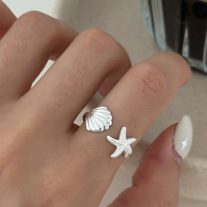 海星貝殼可調式戒指