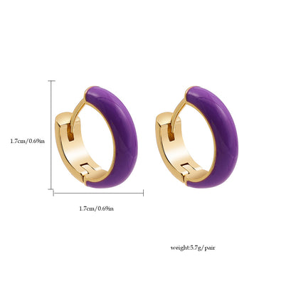 金色琺瑯圓圈簡約耳環