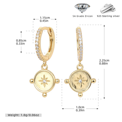 S925 歐美新款耳環八角星耳飾簡約百搭INS風小眾設計飾品