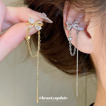 韓系蝴蝶流蘇耳夾女無耳洞輕奢高級感精致耳骨夾巨好看ins風耳飾