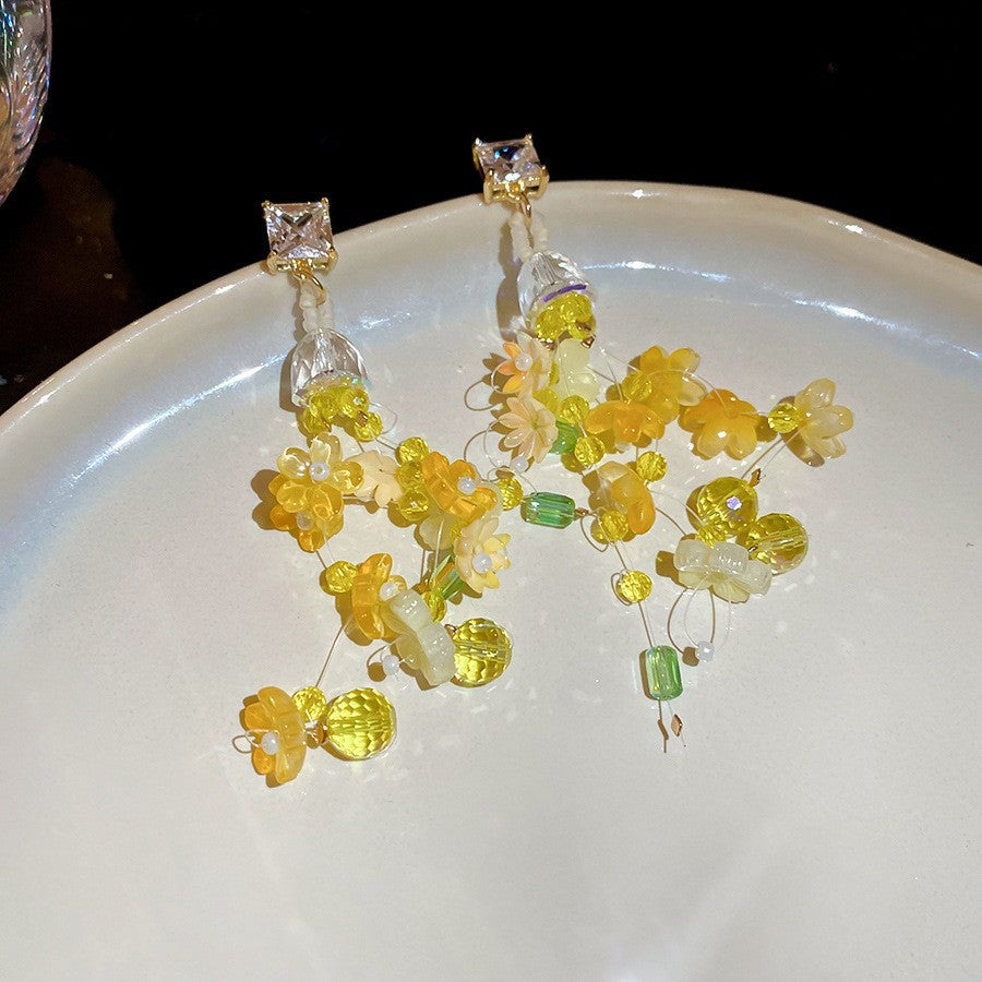 繽紛花朵圓形編織耳釘－細節特寫47｜https://igowo.tw/