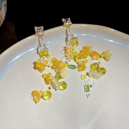 繽紛花朵圓形編織耳釘－細節特寫47｜https://igowo.tw/