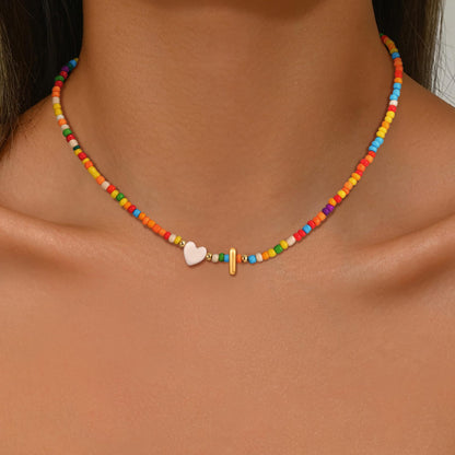彩色米珠字母項鍊
