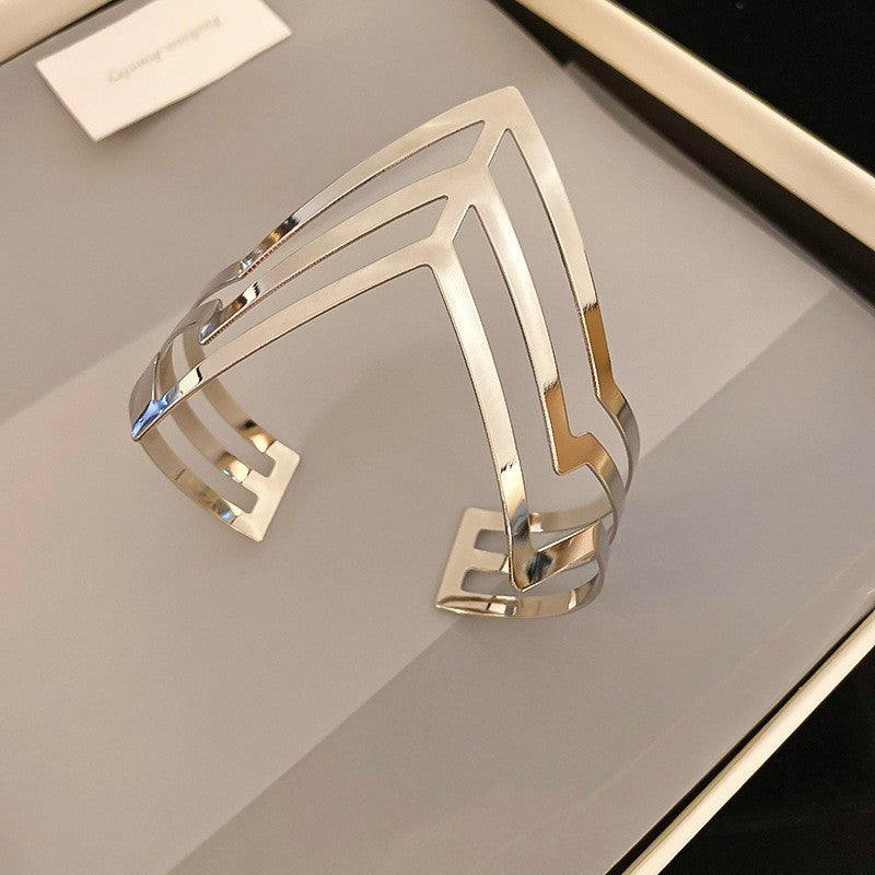 新品重工歐美金屬風手鐲精致輕奢氣質手環寬邊個性高級感手飾批發