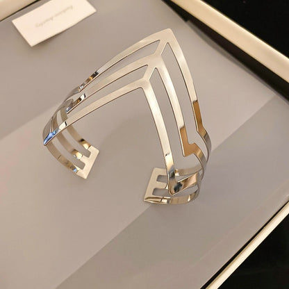 新品重工歐美金屬風手鐲精致輕奢氣質手環寬邊個性高級感手飾批發