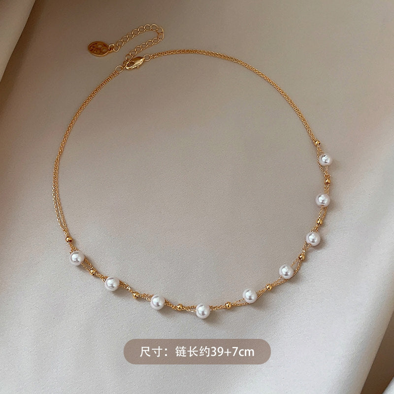 金色珍珠串珠電鍍項鍊