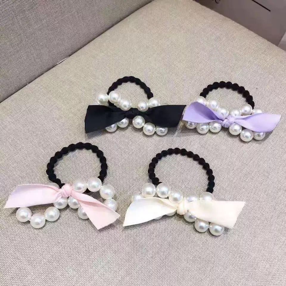 珍珠蝴蝶結簡約髮圈