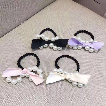 珍珠蝴蝶結簡約髮圈