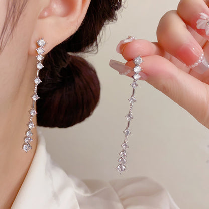 鋯石流蘇長版耳墜－商品主圖｜https://igowo.tw/