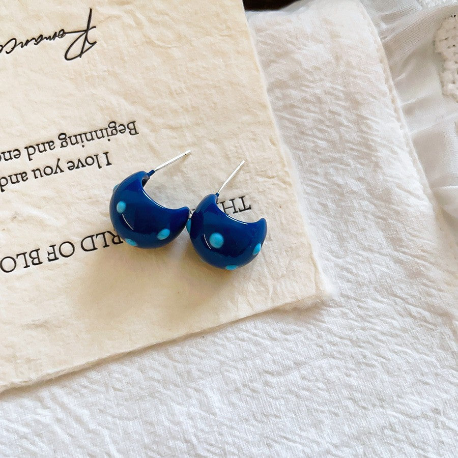 琺瑯銀針水滴簡約耳釘