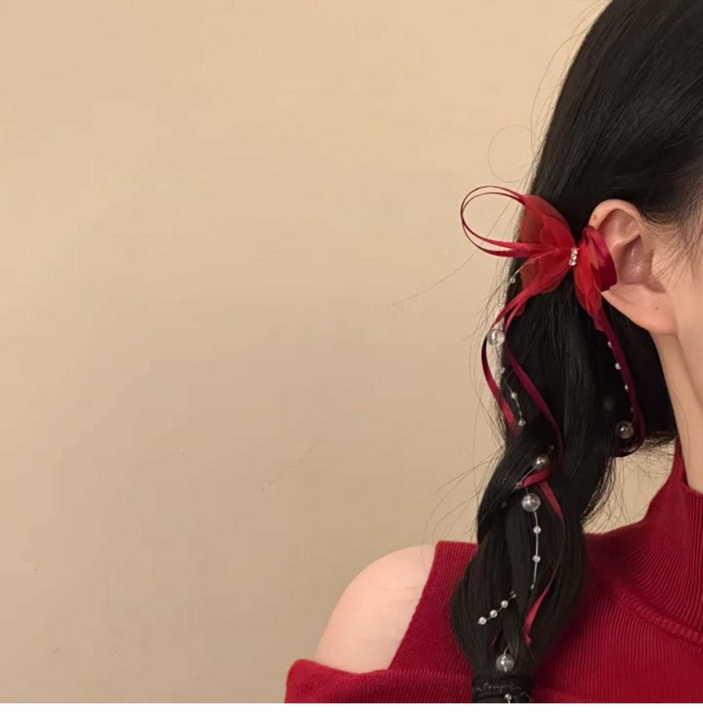 鑲鉆水晶蝴蝶飄帶流蘇發夾精致優雅氣質百搭鴨嘴夾設計感小眾發飾