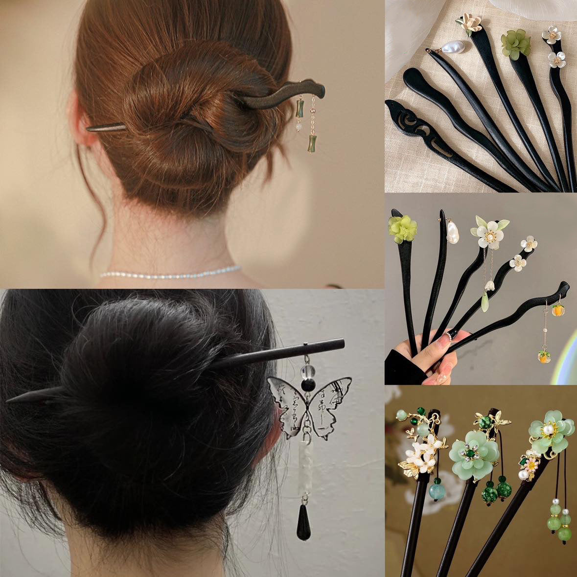 木質花朵復古簡約髮簪－商品主圖｜https://igowo.tw/
