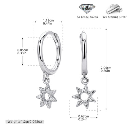 S925 耳環鏤空鑲鋯八芒星耳飾精致小眾氣質百搭飾品