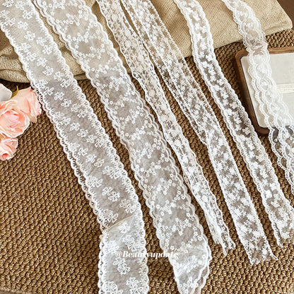 蕾絲緞帶蝴蝶結飾品－絲巾-白色-款式二款實拍｜https://igowo.tw/