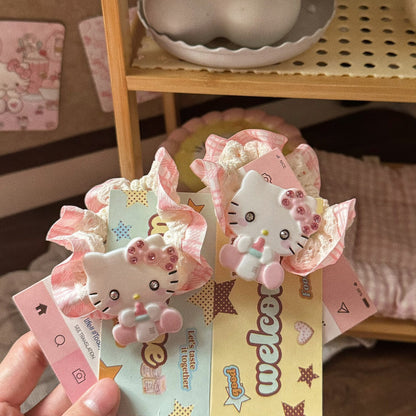 粉色鋯石貓咪卡通髮圈－商品主圖｜https://igowo.tw/