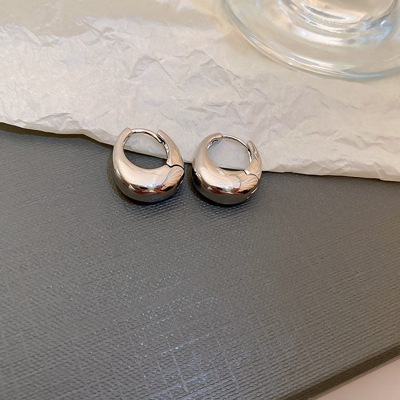 銀針金屬感幾何圓形水滴形耳圈冷淡風簡約百搭耳環小眾高級感耳飾