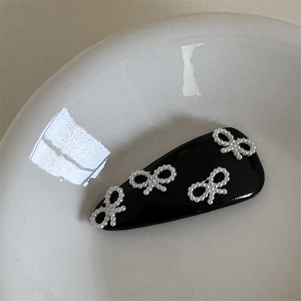 珍珠皮革蝴蝶結髮夾