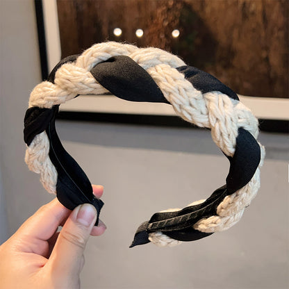 綠色針織扭紋復古髮箍
