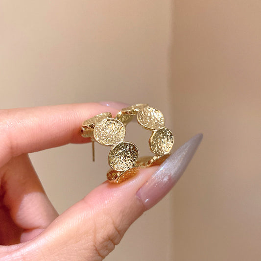 金色圓圈復古耳環－商品主圖｜https://igowo.tw/