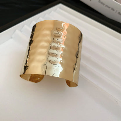 不規則金屬光面褶皺開口手鐲歐美復古時尚百搭手環輕奢高級感手飾