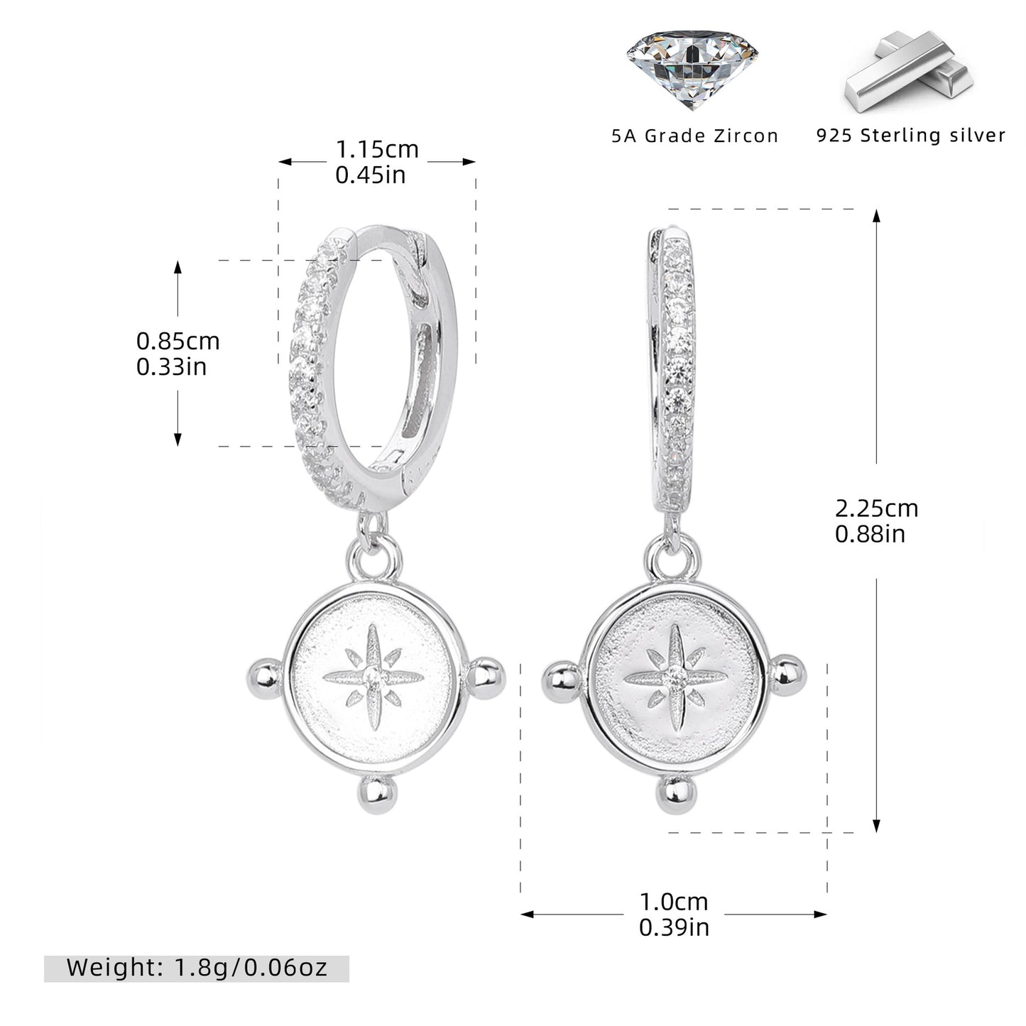 S925 歐美新款耳環八角星耳飾簡約百搭INS風小眾設計飾品
