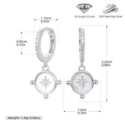 S925 歐美新款耳環八角星耳飾簡約百搭INS風小眾設計飾品