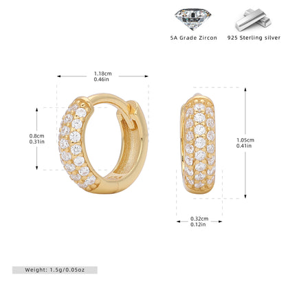 S925 耳環時尚三排鑲鋯耳飾小眾百搭輕奢高級感飾品