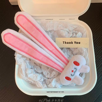可愛毛絨玩偶兔鴨嘴夾日系JK宅系少女側邊發夾后腦勺甜系發飾批發