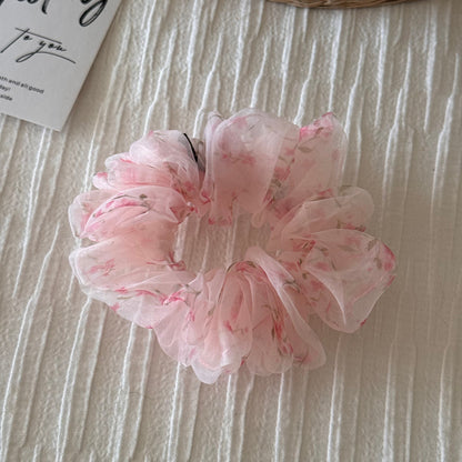 網紗碎花復古髮圈－細節特寫4｜https://igowo.tw/