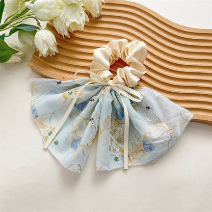 緞帶碎花刺繡髮圈