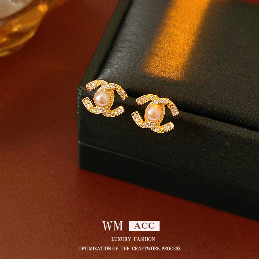 珍珠鋯石圓形復古耳環－商品主圖｜https://igowo.tw/