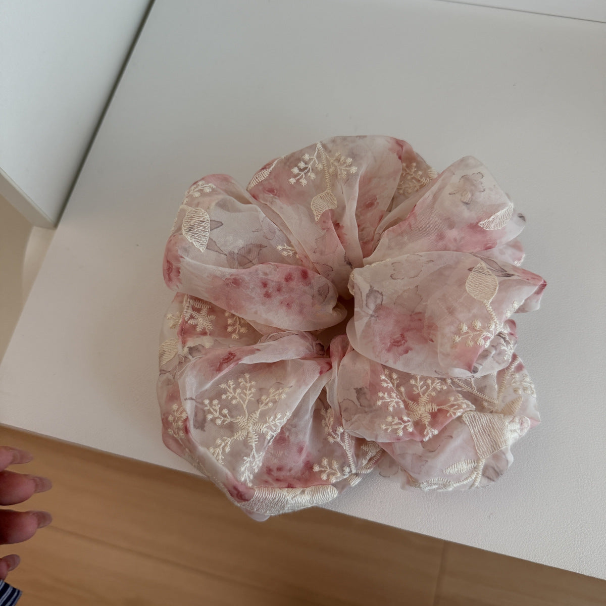 網紗大腸圈刺繡髮圈