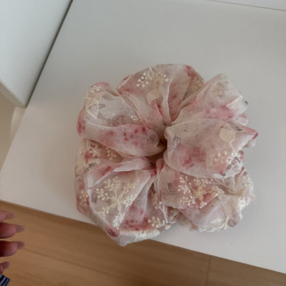 網紗大腸圈刺繡髮圈