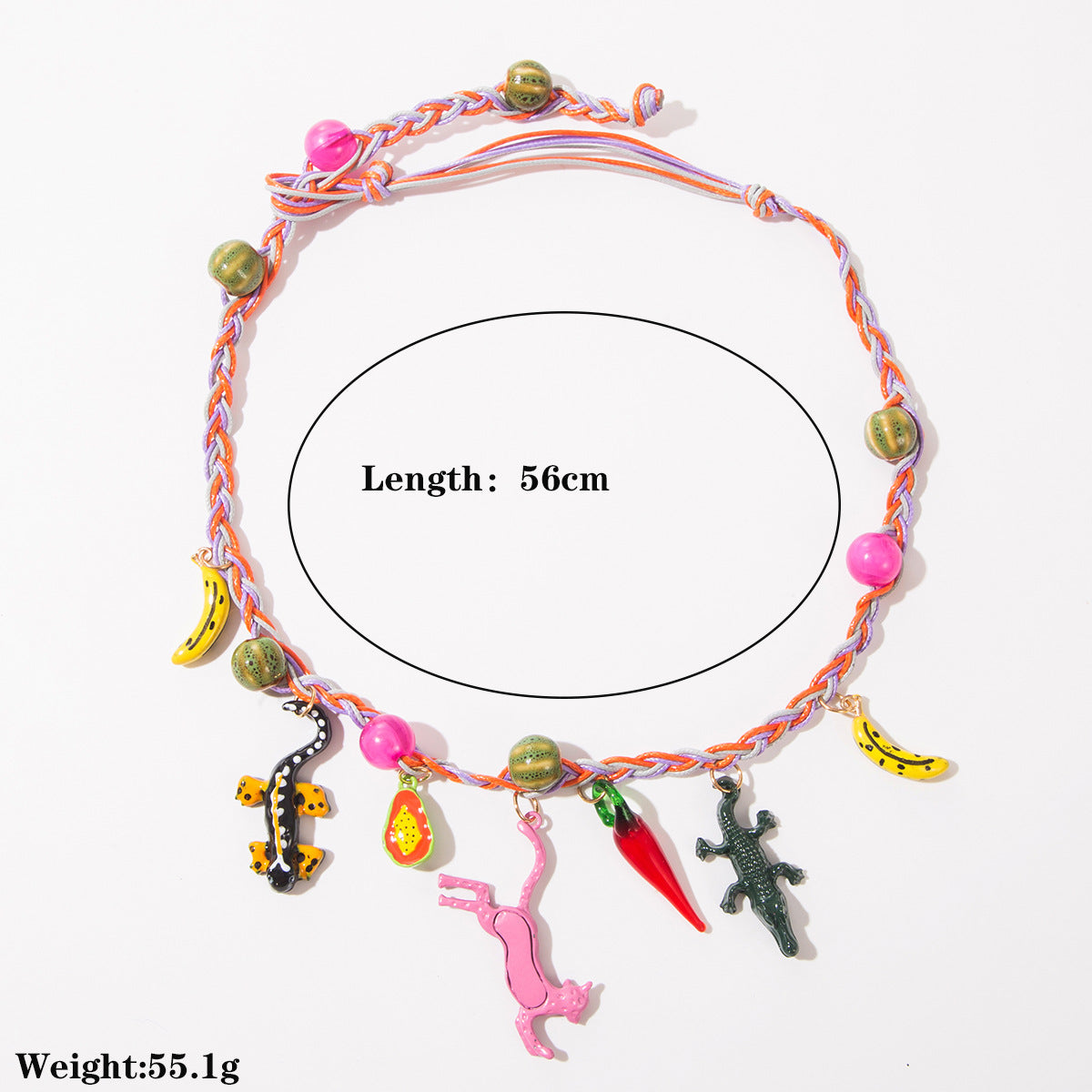 水果流蘇墜飾項鍊－金色款實拍｜https://igowo.tw/