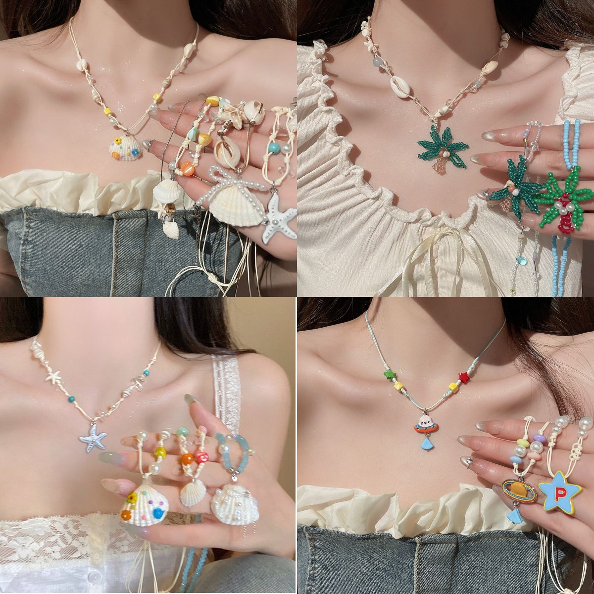繽紛海星貝殼項鍊－商品主圖｜https://igowo.tw/